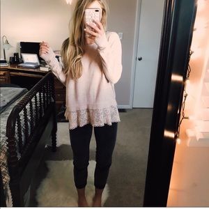 Anthropology blush knitted & knitted sweater